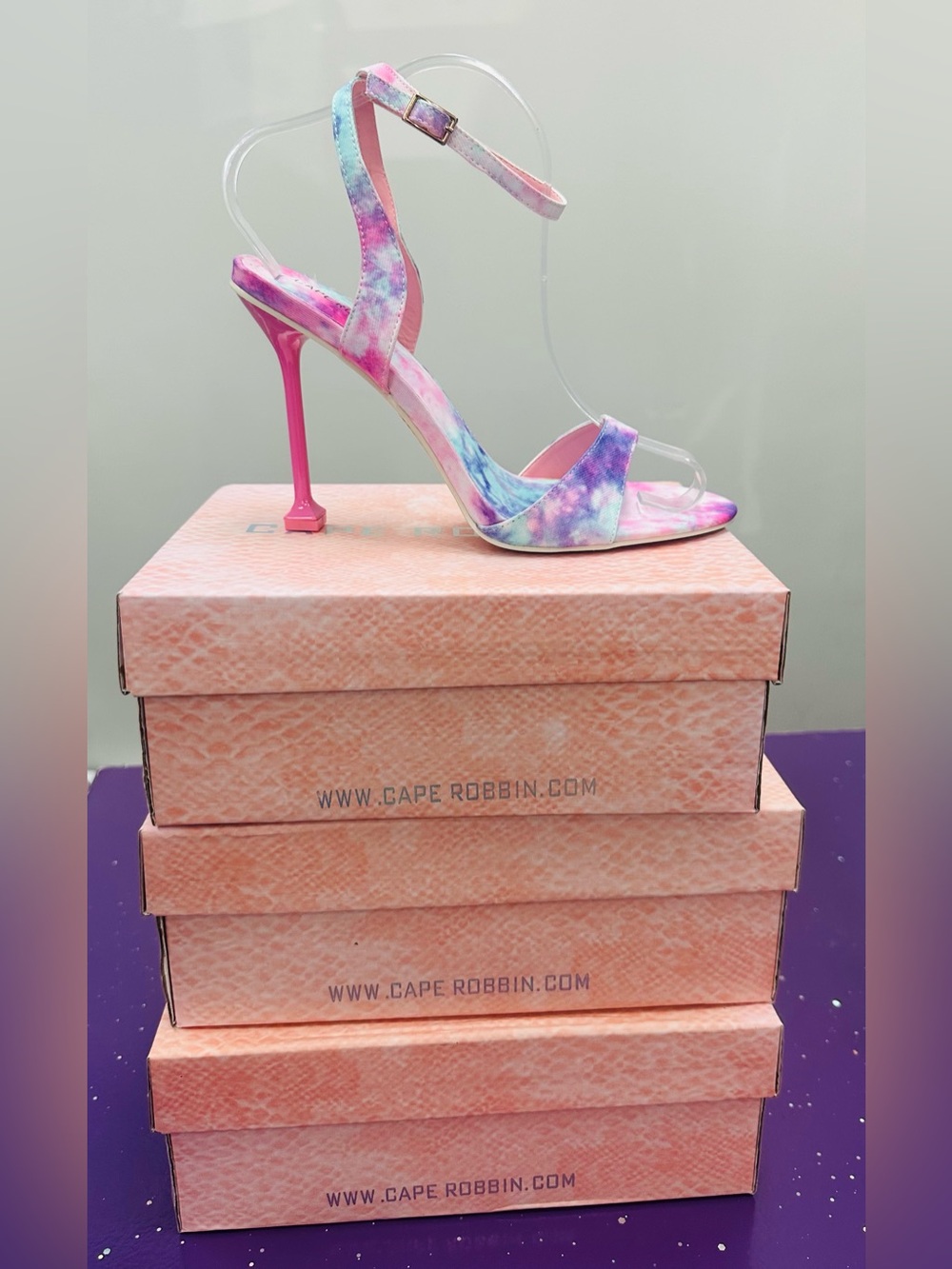 Cape Robbin Pink Purple Tie-Dye Stiletto Sandal